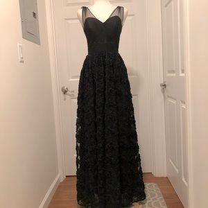 NWT Black ball gown with 3D flower overlay Fairytale Weddings by Alfred Angelo